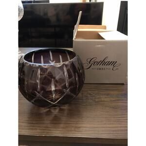 Gorham Crystal- Vintage Lady Anne Rose Bowl 7” Amethyst